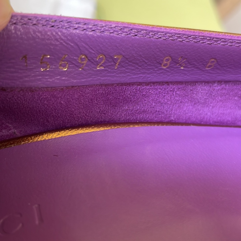 Gucci New metallic gold/purple all leather shoes with dust bag - Picture 11 of 17